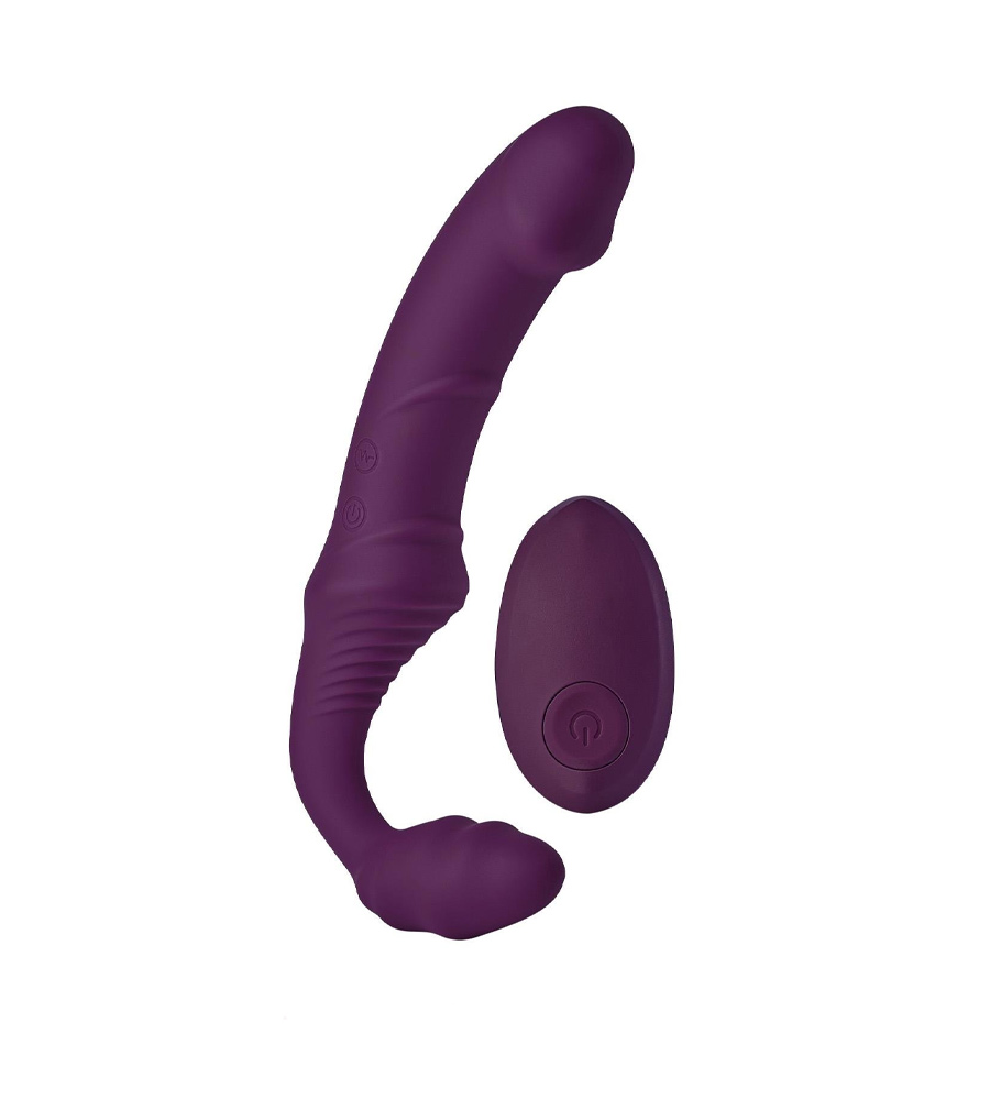 Bold Storm RC Strapless Vibrator Purple - dvostruki vibrirajući strap-on