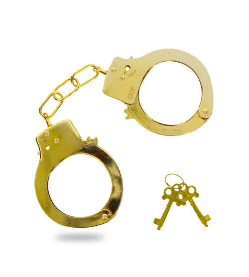 ToyJoy Metal Handcuffs Black su metalne lisice zlatne boje.