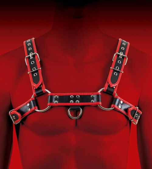 Virgite Man Bondage Body Harness Mod. 1 Black/Red – harness za prsa