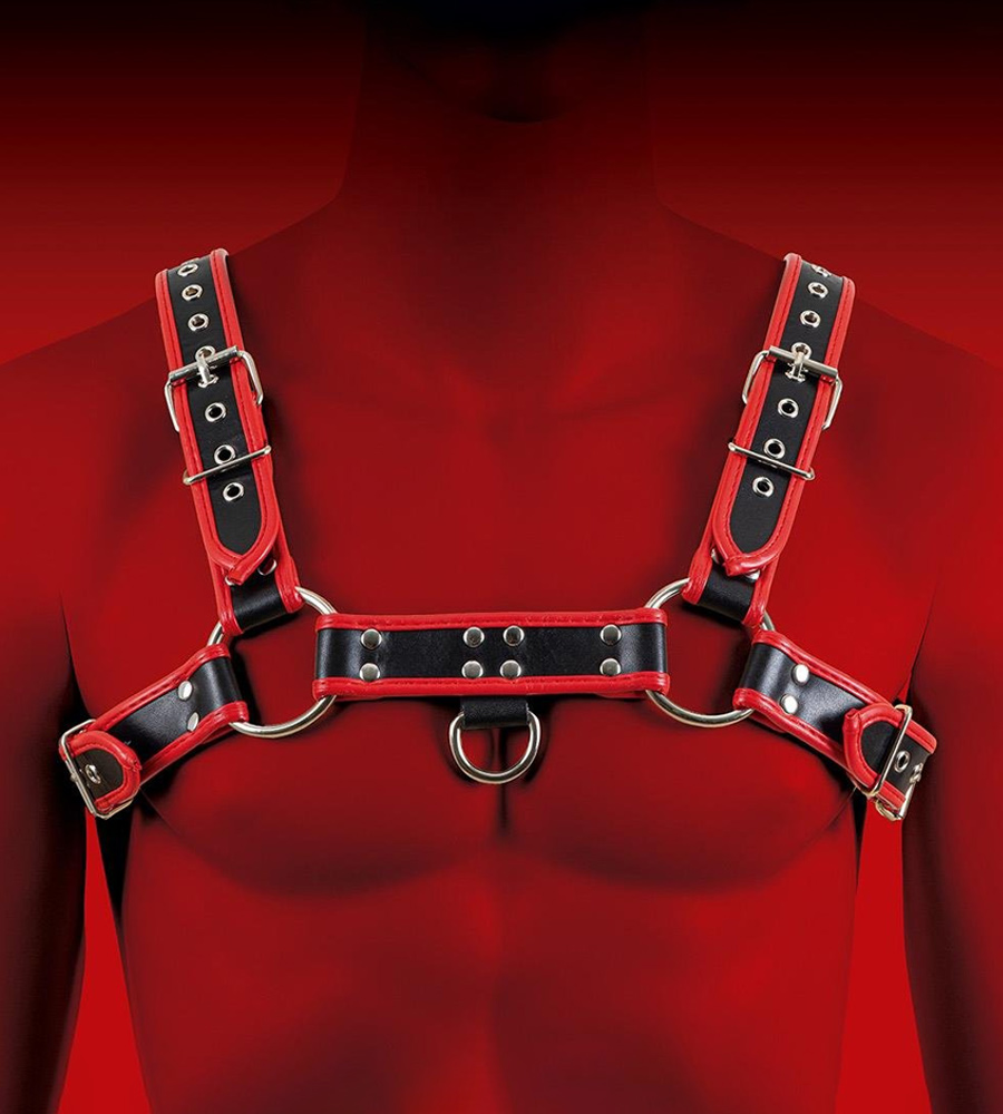 Virgite Man Bondage Body Harness Mod. 1 Black/Red – harness za prsa