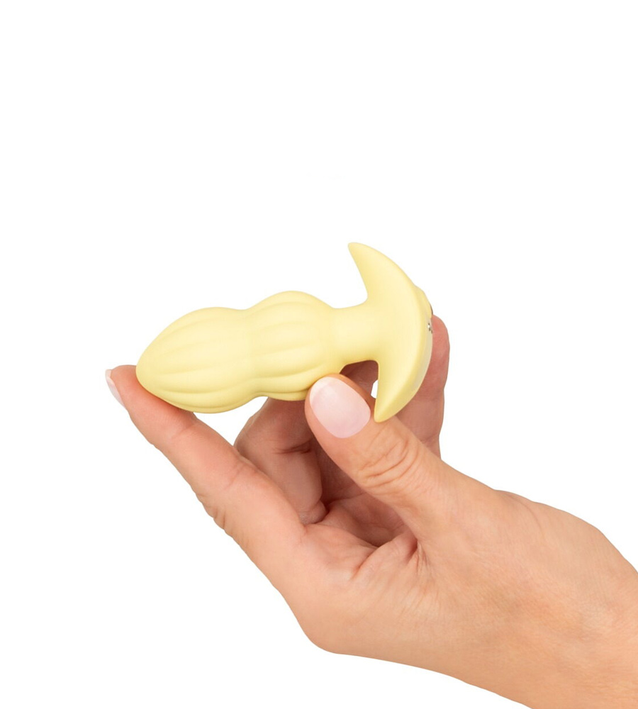 Cuties Vibrating Mini Butt Plug Yellow - analni plug, 8 cm