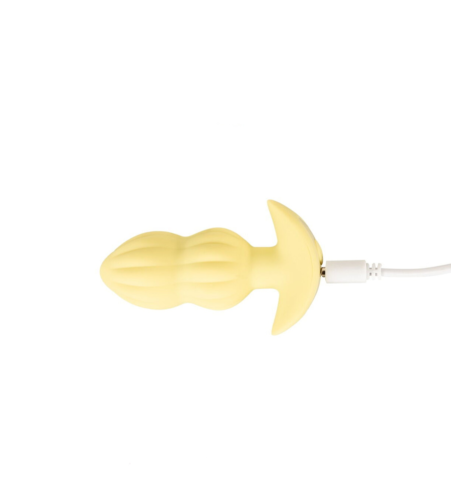 Cuties Vibrating Mini Butt Plug Yellow - analni plug, 8 cm