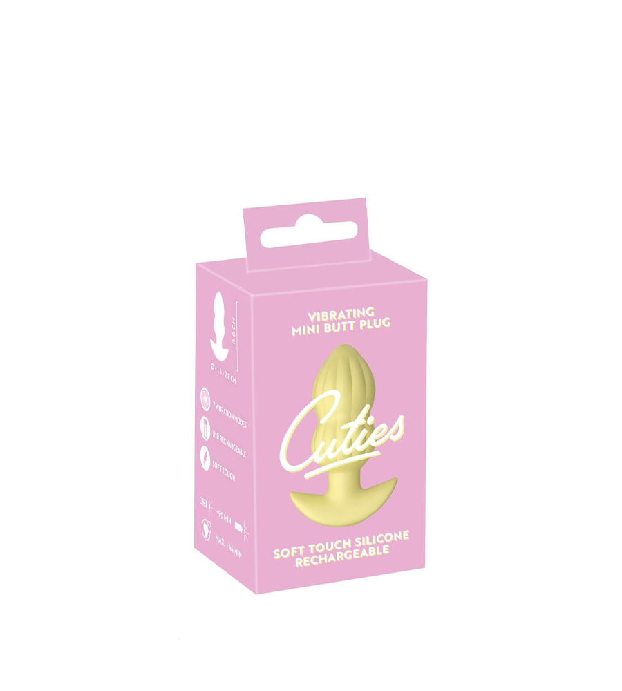 Cuties Vibrating Mini Butt Plug Yellow - analni plug, 8 cm