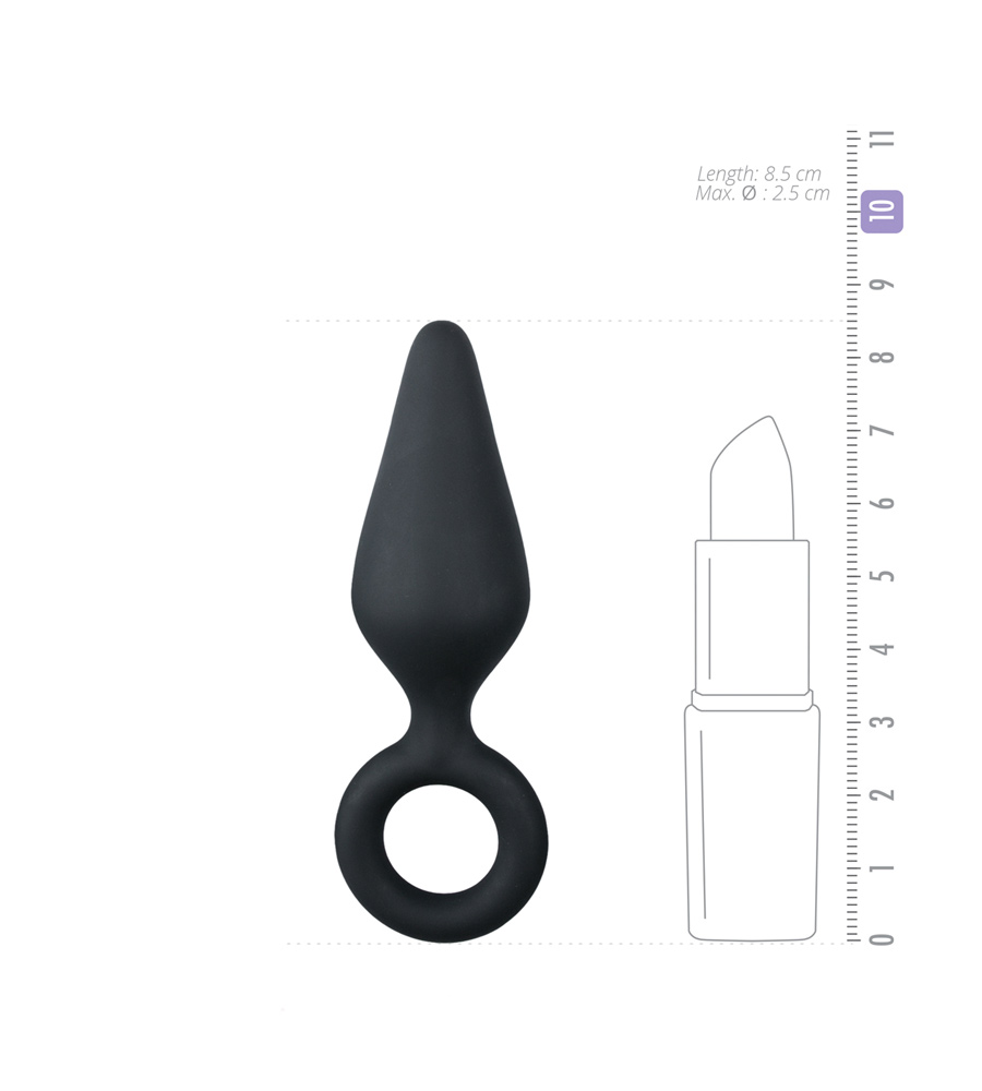 Easytoys Pointy Plug Black - silikonski analni plug, 8.5 cm