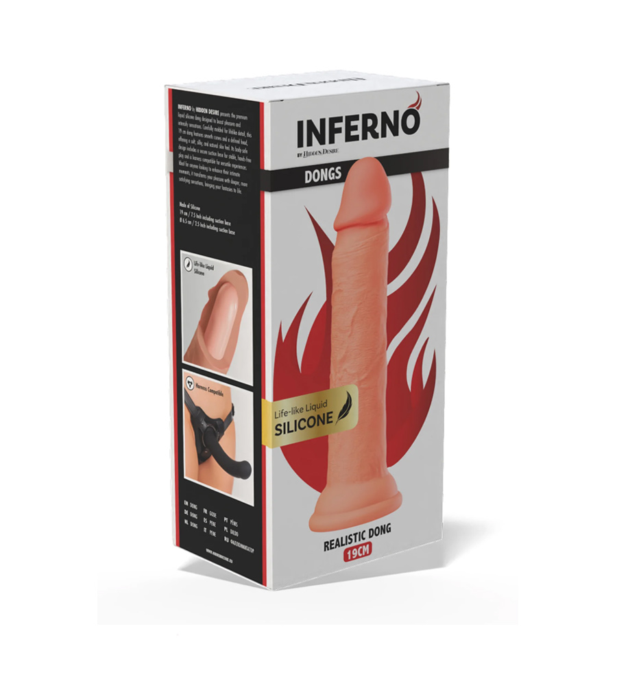 Inferno Realistic Dong Liquid Silicone 19 cm Beige – silikonski dildo