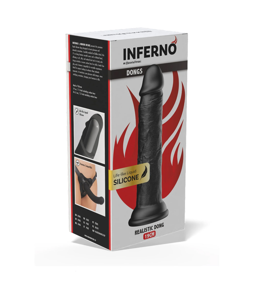 Inferno Realistic Dong Liquid Silicone 19 cm Black – silikonski dildo - image 2