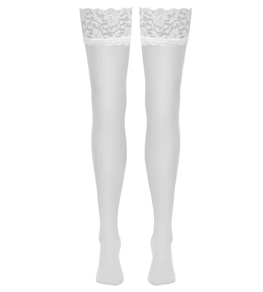 Cottelli Legwear Stockings White - čarape za haltere, bijele