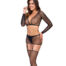 Fantasy by Cottelli 4-piece Suspender Set – mrežasti top, halteri, čarape i gaćice
