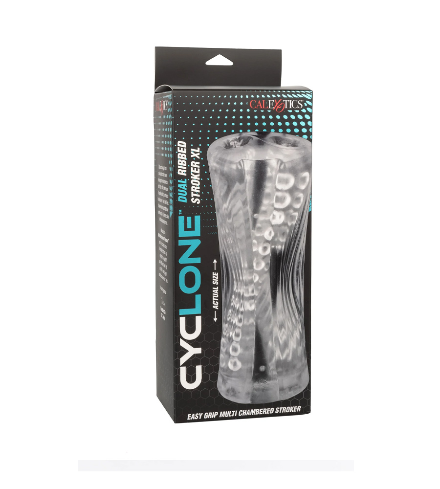 Calexotics Dual Ribbed Stroker XL – masturbator s 2 otvora, 24.25 cm