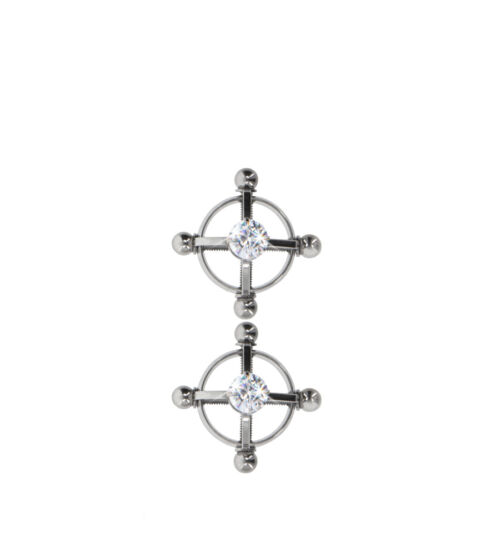 Taboom Divine Cross Clamps Silver su elegantne štipaljke za bradavice u obliku stezaljki. Na sredini imaju ukrasni cirkon.