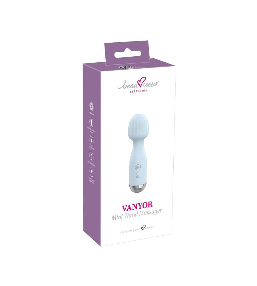 beau coeur VANYOR Blue - mini wand masažer, 15.4 cm
