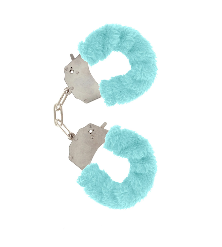 Furry Fun Cuffs Aqua - metalne lisice s krznom