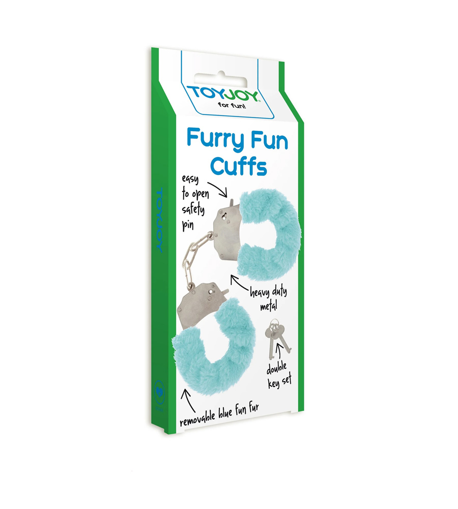 Furry Fun Cuffs Aqua - metalne lisice s krznom
