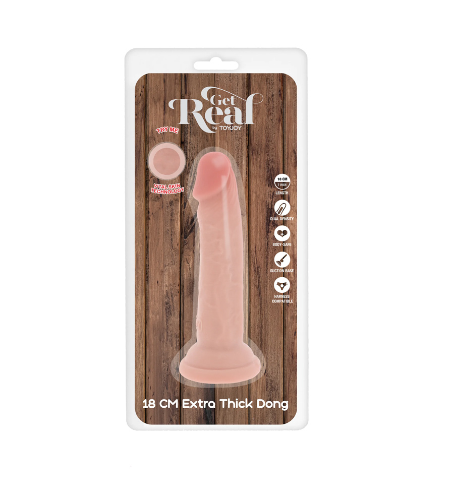 Get Real Deluxe Extra Thick Dong 18 cm – dildo bez testisa, TPR