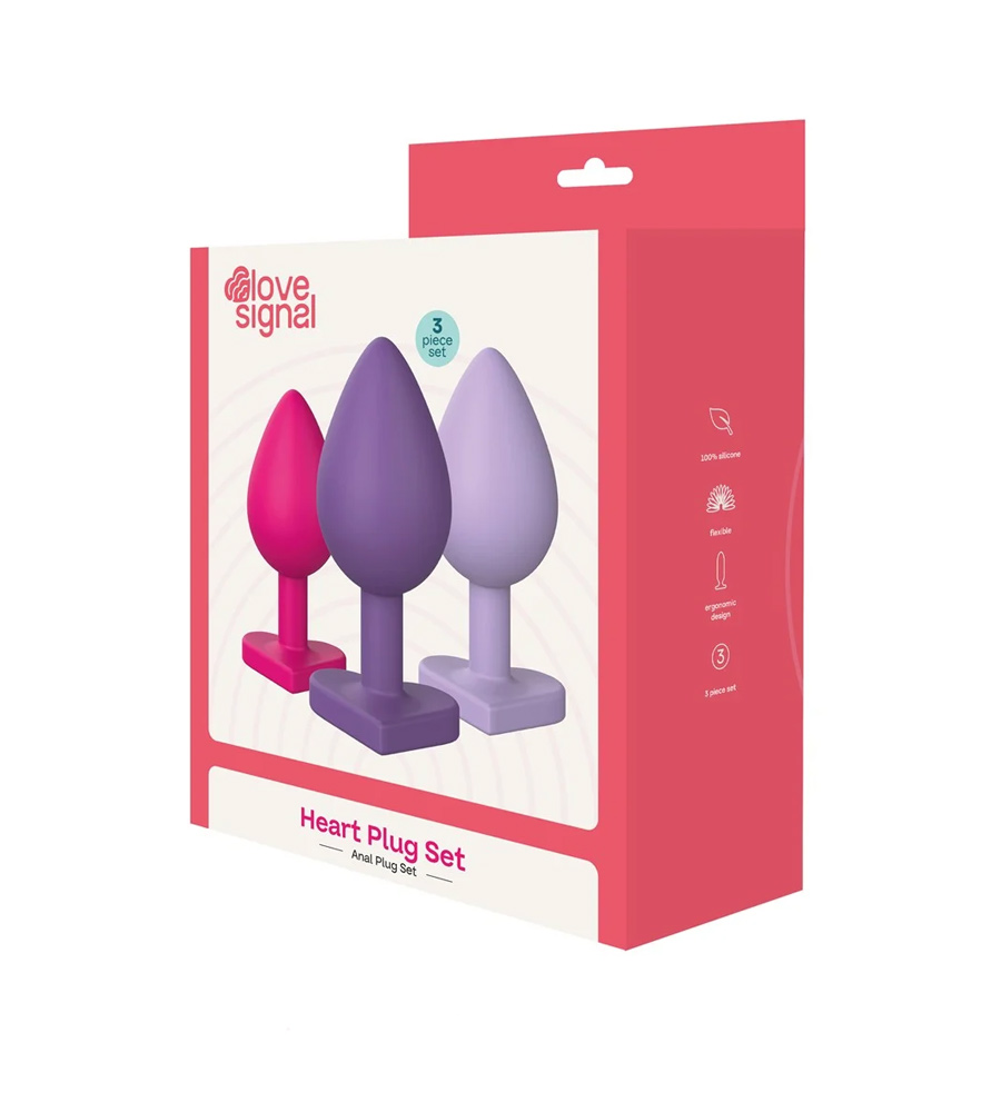 Love Signal Triple Heart Set – set silikonskih analnih plugova