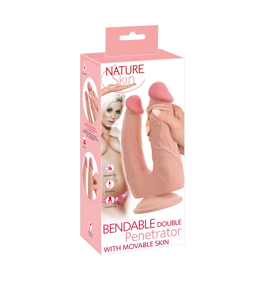Nature Skin Bendable Double Penetrator - dvostruki dildo, TPR
