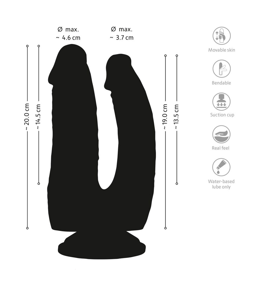 Nature Skin Bendable Double Penetrator - dvostruki dildo, TPR