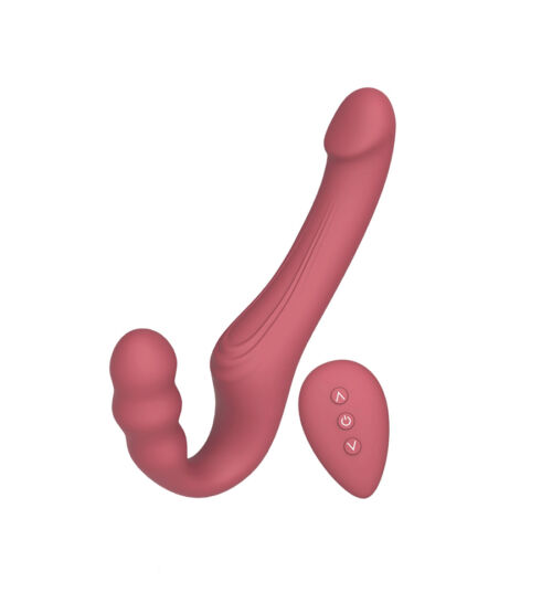 She.E.O Vibrating Strap-On – dvostruki vibrirajući strap-on + daljinski upravljač