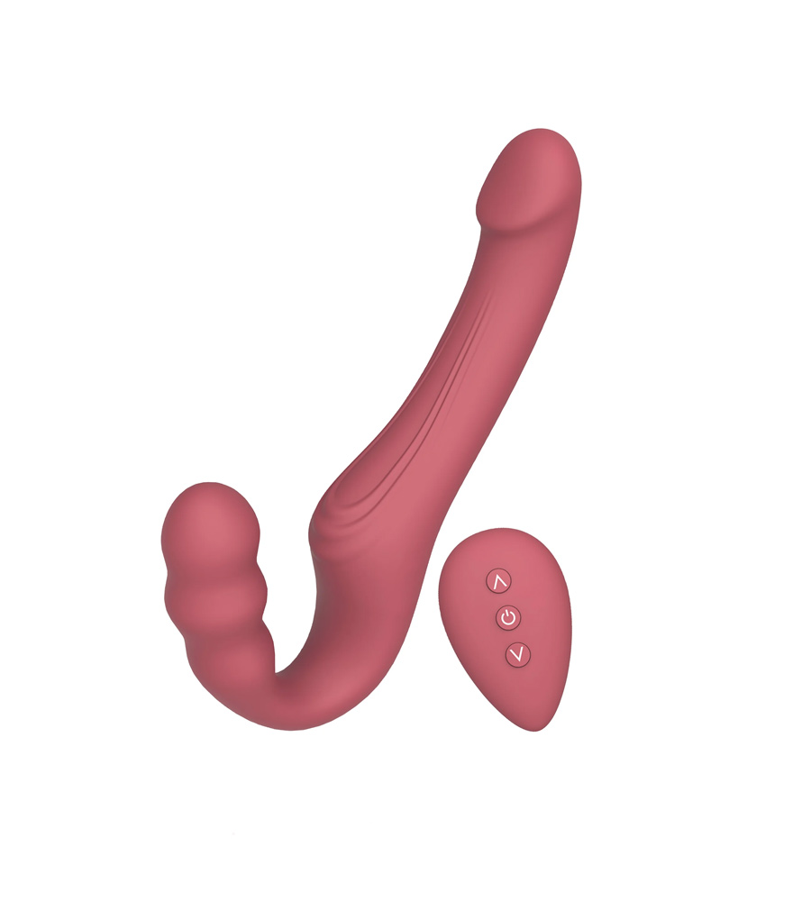 She.E.O Vibrating Strap-On – dvostruki vibrirajući strap-on + daljinski upravljač