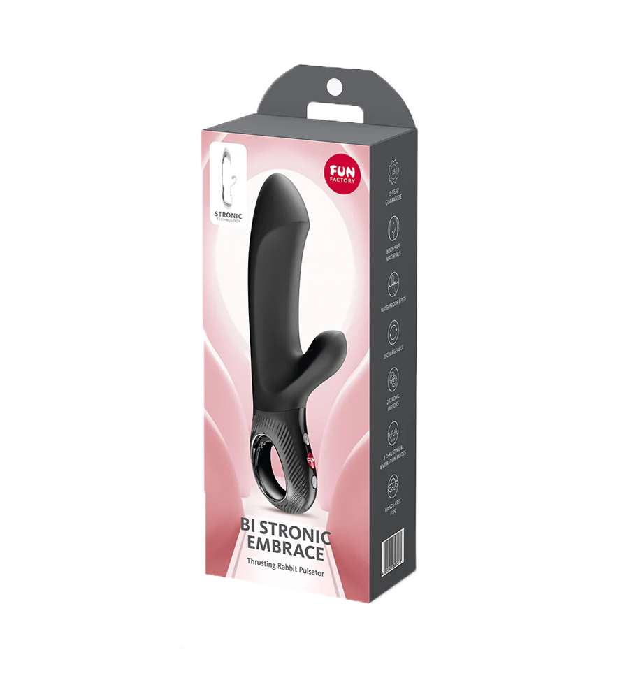 Fun Factory Bi Stronic Embrace Black – pulsirajući rabbit vibrator, 21.4 cm