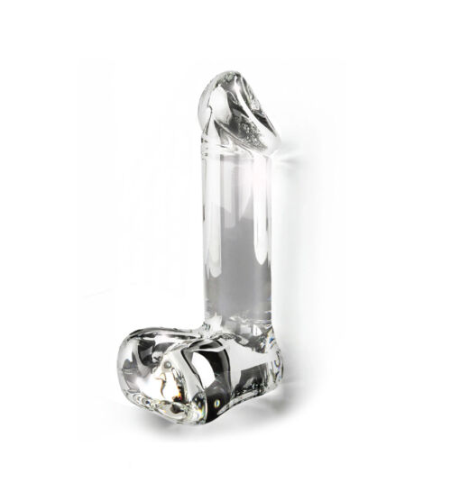 Glass Worxx Crystal Cock - stakleni dildo s testisima, 17.5 cm