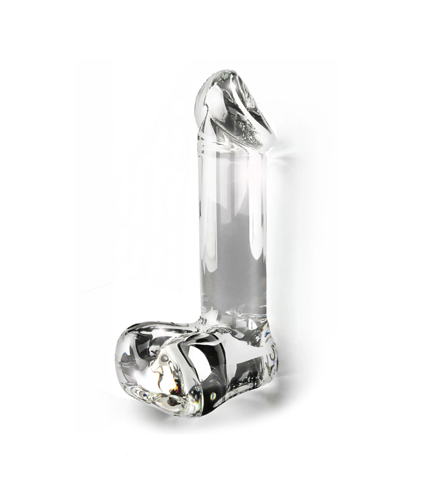 Glass Worxx Crystal Cock - stakleni dildo s testisima, 17.5 cm