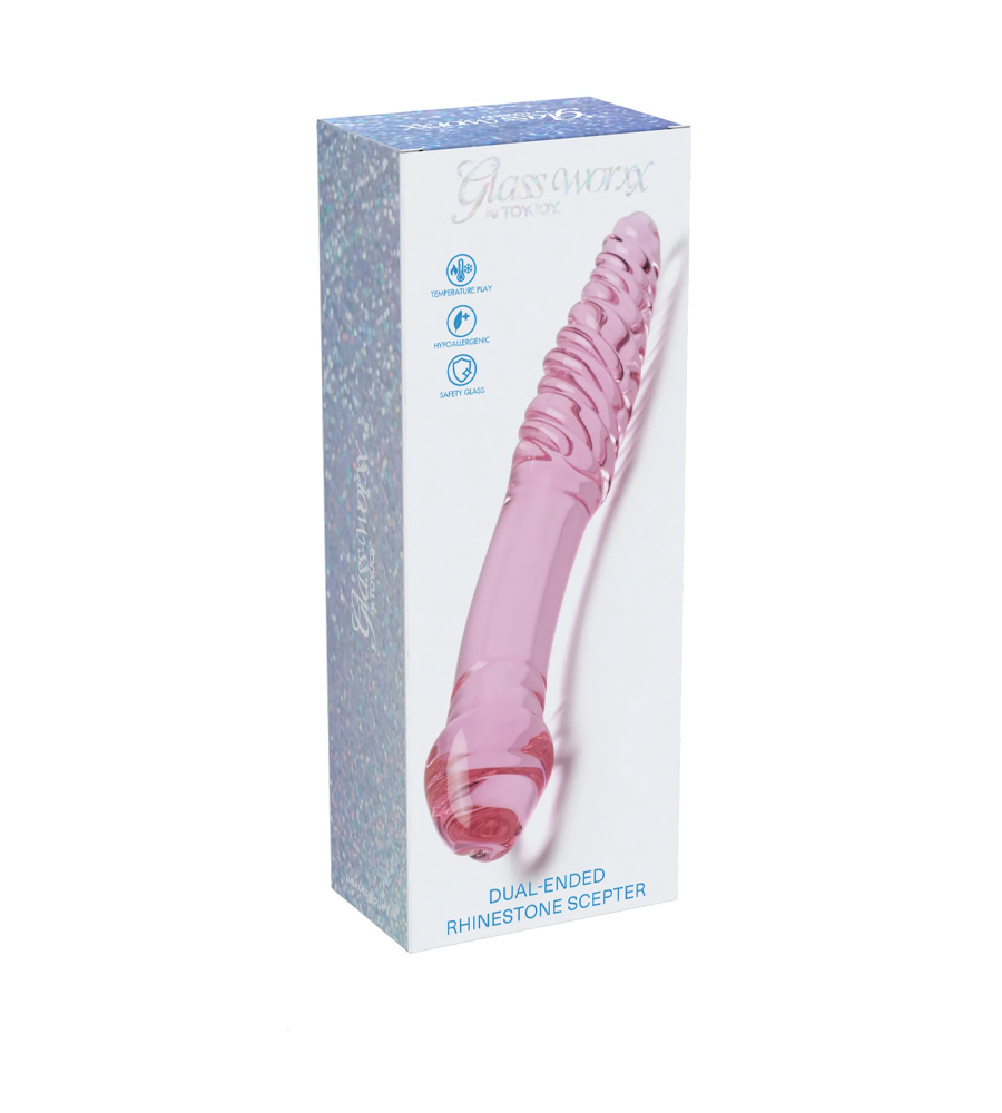 Glass Worxx Dual Ended Rhinestone Wand - stakleni dildo, 23 cm