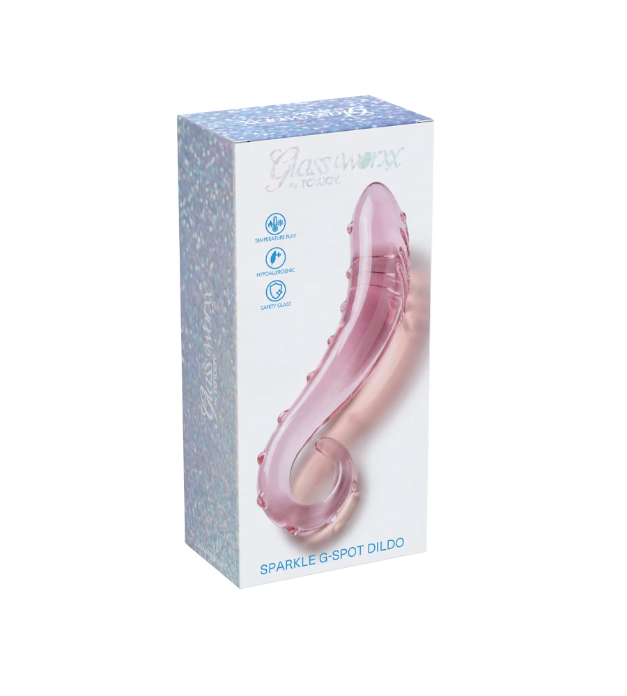 Glass Worxx Sparkle G-Spot Dildo Pink - stakleni dildo, 18 cm