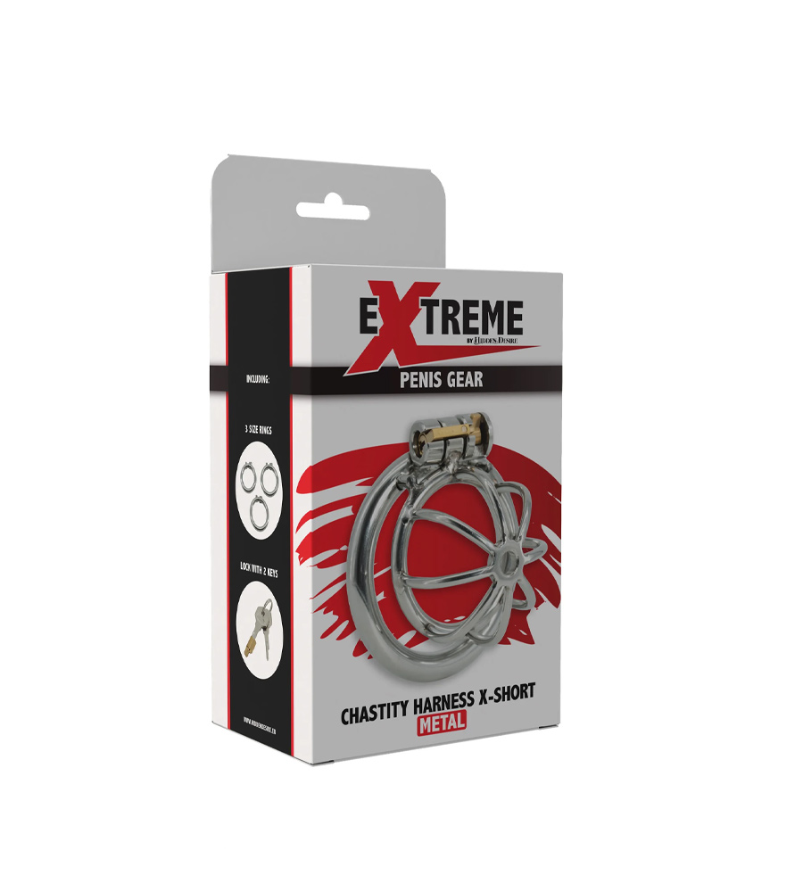 Hidden Desire Chastity Cock Harness X-Short – metalni kavez za penis, 4,5 cm