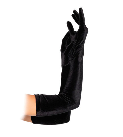 Leg Avenue Velvet Opera Length Gloves - baršunaste rukavice crne boje