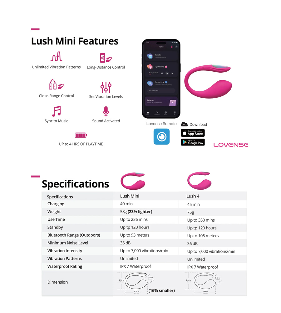 Lovense Lush Mini - vibrirajuće jaje + APP upravljanje - Slika 6