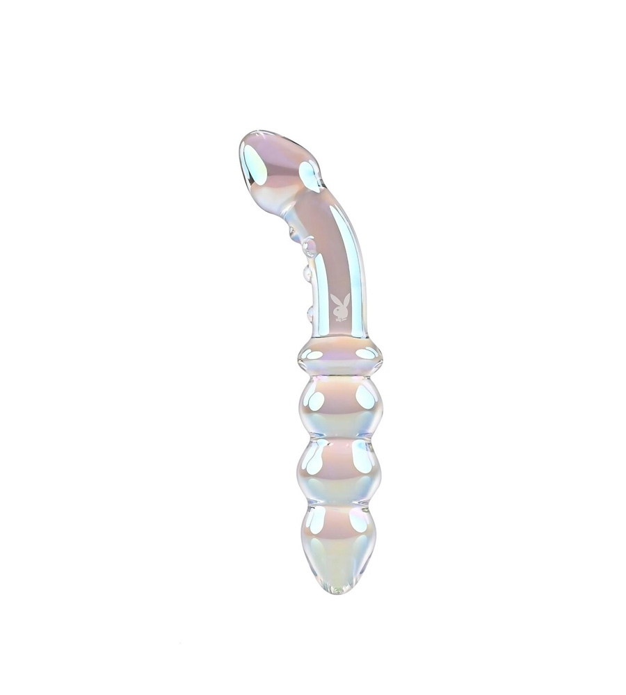 Playboy Jewels Double - dvostrani stakleni dildo, 17 cm