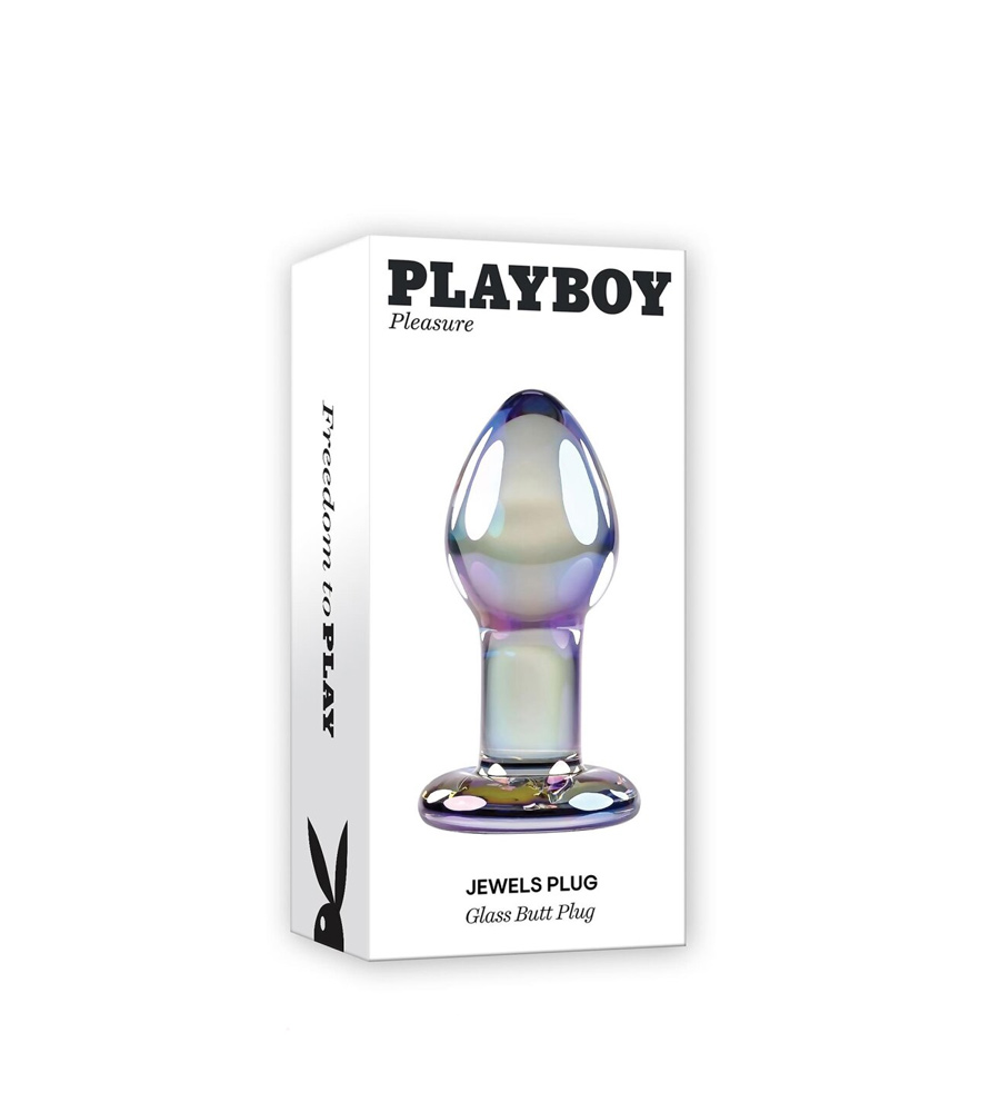 Playboy Jewels Plug - stakleni analni plug, 7 cm