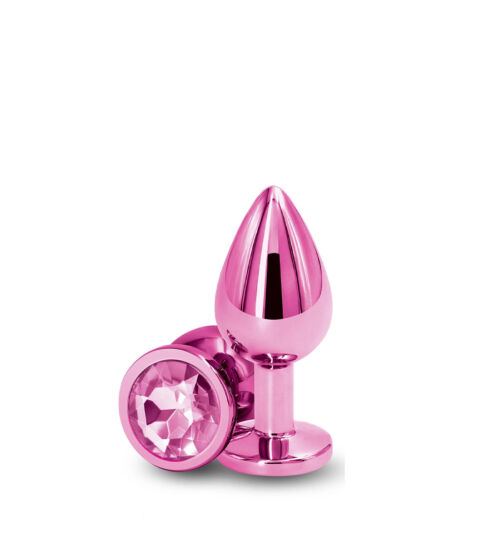 Rear Assets Medium Pink - metalni analni plug, 8.2 cm