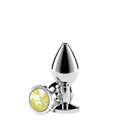 Rear Assets Silver Medium Yellow Gem - metalni analni plug, 8.4 cm