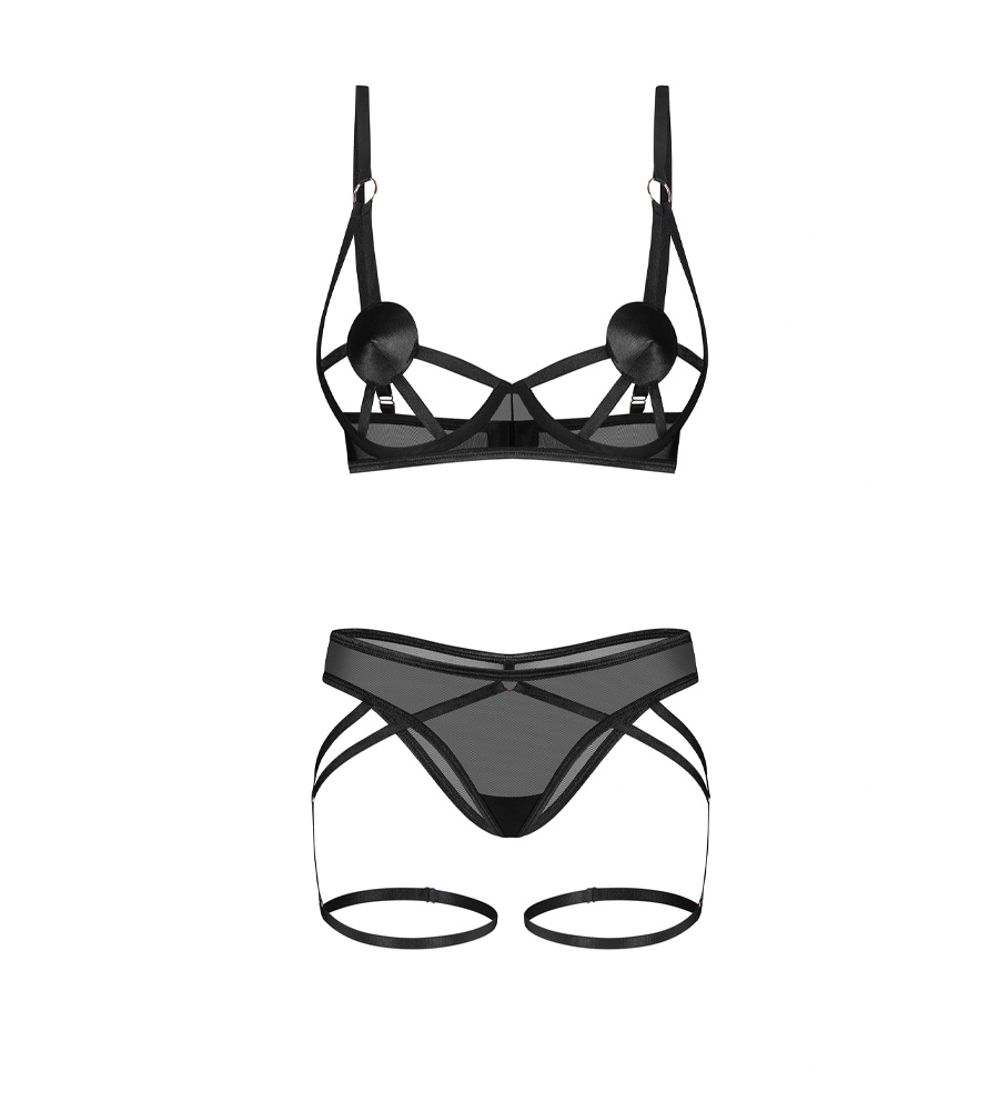 Obsessive Euridia 2Pcs Set – grudnjak i gaćice s podvezicama