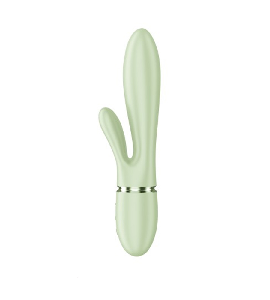 Satisfyer Pearl Bunny 2 Light Green je rabbit vibrator s rotirajućim perlama. Ergonomski oblikovan rabbit nastavak nježno vibrira i stimulira klitoris.